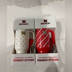 Stanley ornament holiday keychain bundle: candy cane twist & frost polka dot